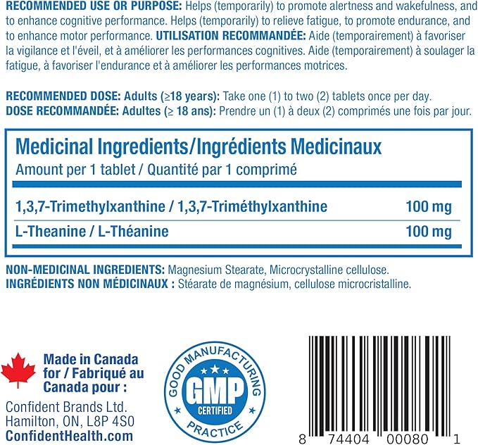 Confident Health Caffeine 100mg Theanine 100mg