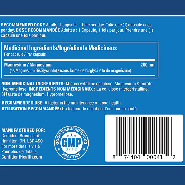 Confident Health Magnesium Bisglycinate 200 240 Cap